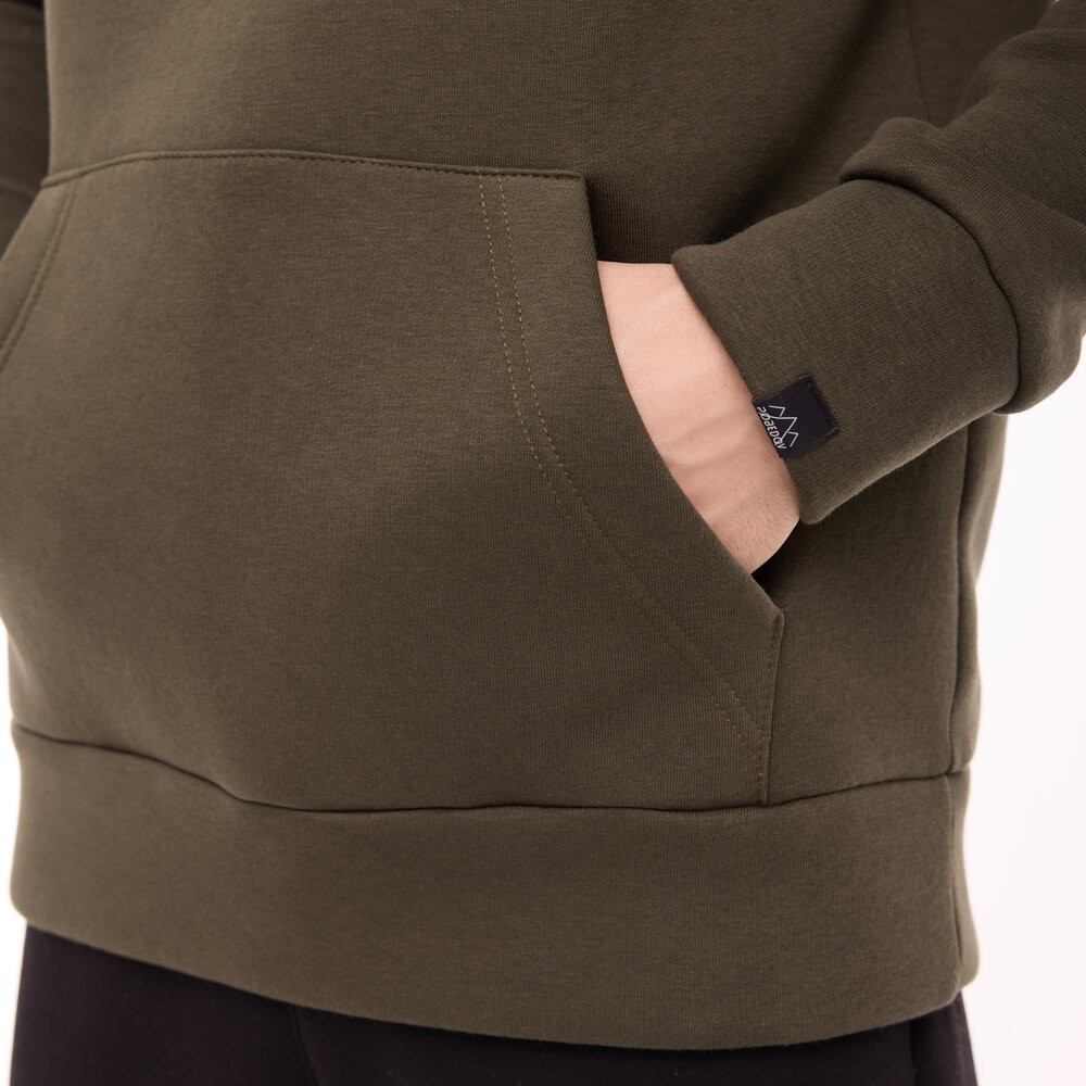 Теплые мужские худые на флисе с капюшоном хаки Pobedov 008 ЗИМА