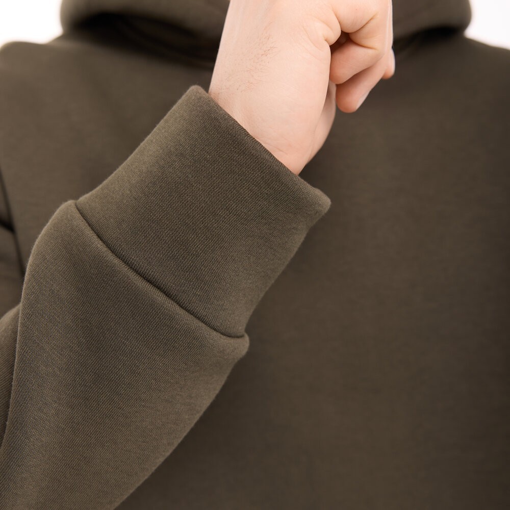 Теплые мужские худые на флисе с капюшоном хаки Pobedov 008 ЗИМА