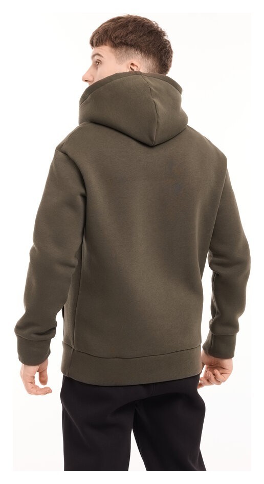 Теплые мужские худые на флисе с капюшоном хаки Pobedov 008 ЗИМА