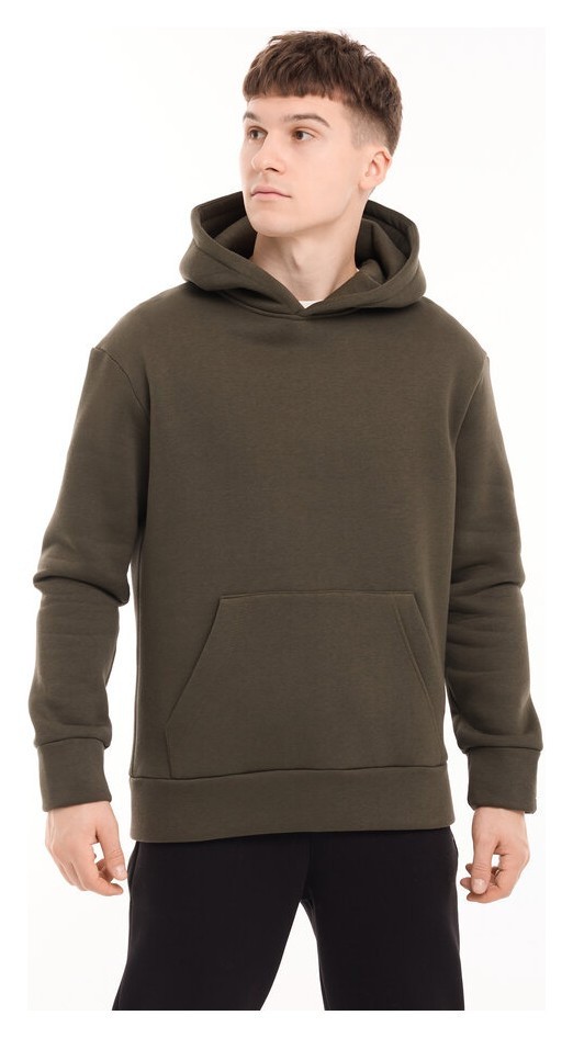 Теплые мужские худые на флисе с капюшоном хаки Pobedov 008 ЗИМА