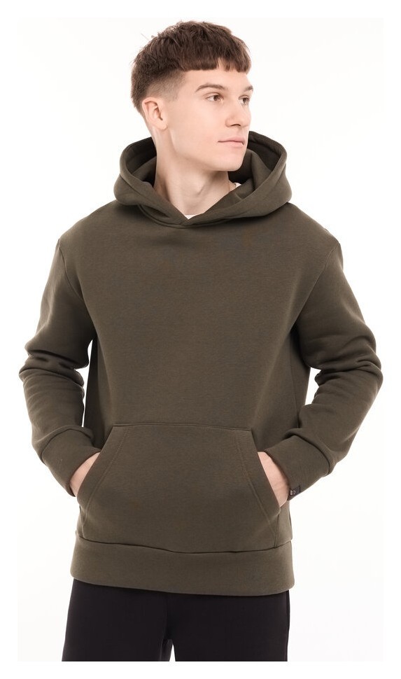 Теплые мужские худые на флисе с капюшоном хаки Pobedov 008 ЗИМА