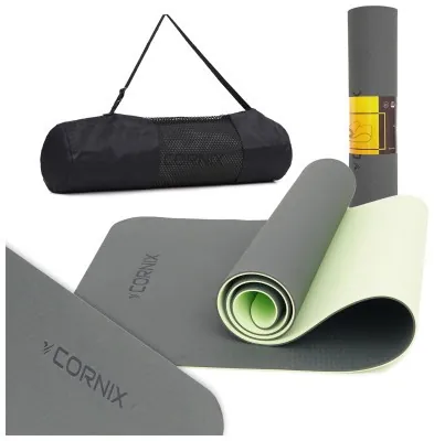Коврик спортивный Cornix TPE 183 x 61 x 0.6 см для йоги и фитнеса XR-0002 Black/Green