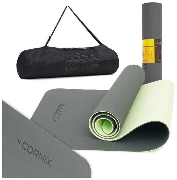 Коврик спортивный Cornix TPE 183 x 61 x 0.6 см для йоги и фитнеса XR-0002 Black/Green