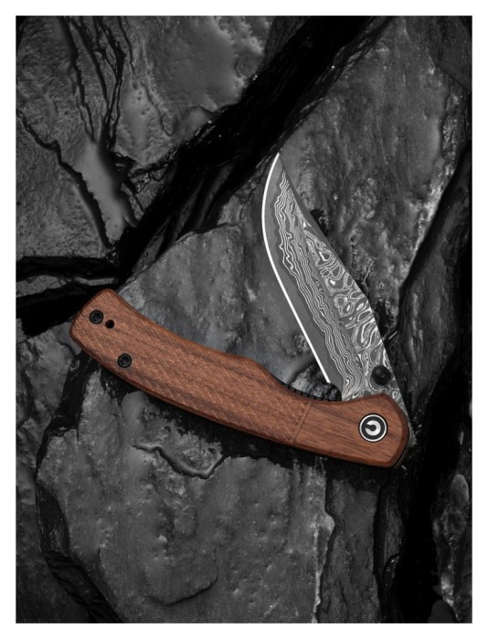 Ніж складаний кишеньковий Civivi Clingman (7.6 см) Damascus / Guibourtia Wood дерево