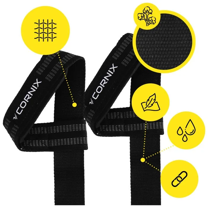 Атлетические лямки для тяги Cornix Lifting Straps XR-0503 Black