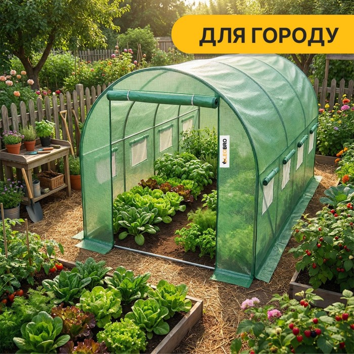 Посилена садова теплиця парник LEOBRO Garden 10м2 Green (LB-G106-GRN)