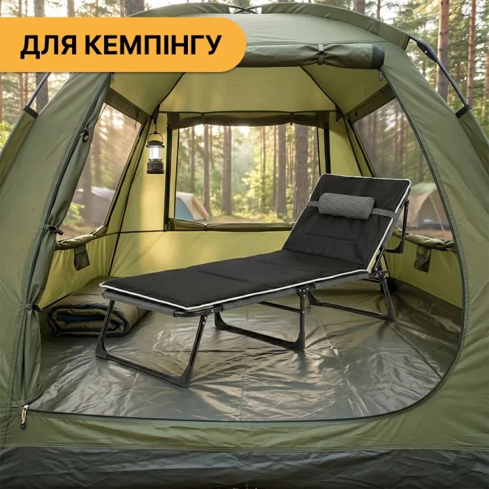 Розкладне ліжко (розкладачка) з Mesh-матрацом і подушкою LEOBRO Striped (LB-FB-A2-STR)