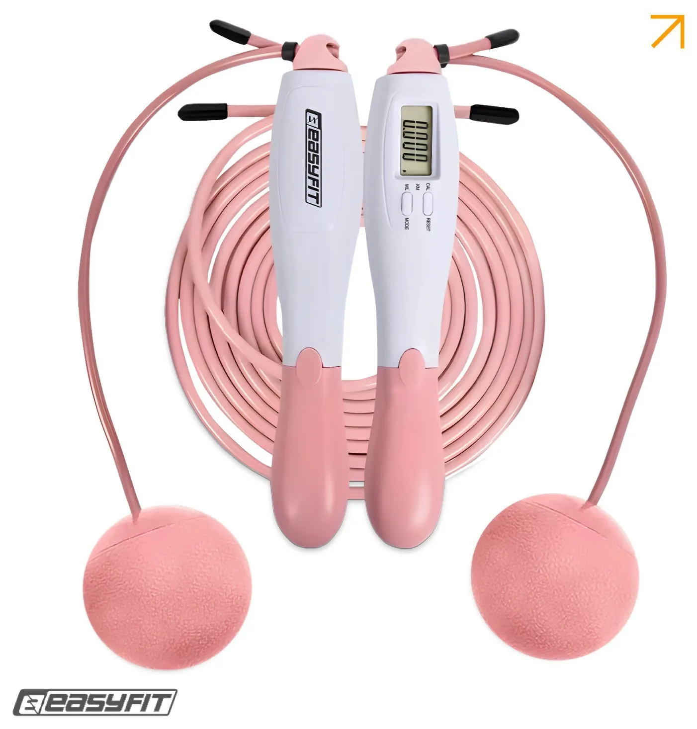 Скакалка без шнура EasyFit TwinRope з лічильником 2,8 м білий-рожевий (EFIT_EF-1909-WP)