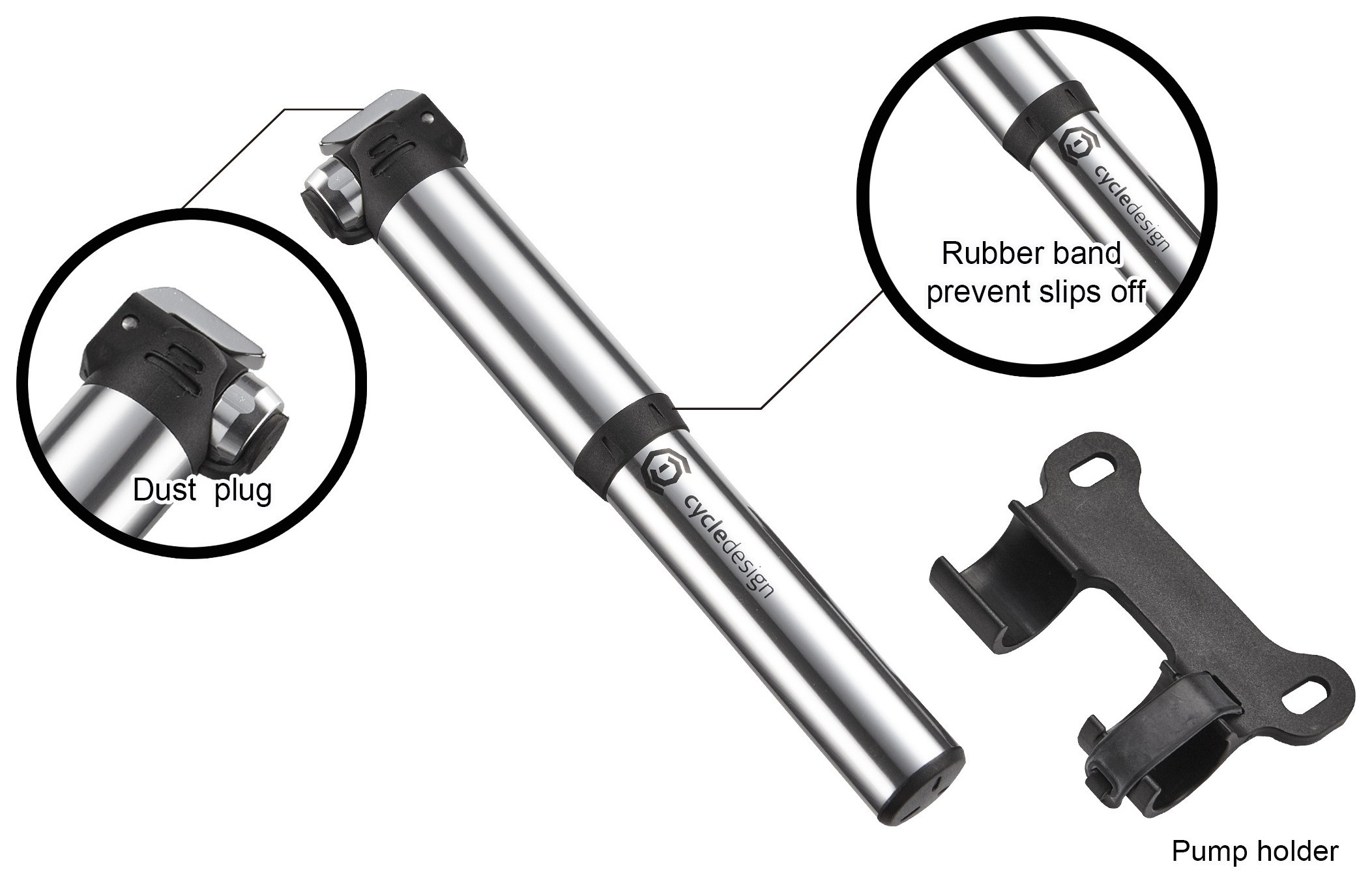 Насосы для велосипедов Cycledesign TELES ALU Silver/black (PP0046)