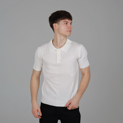 Базовое мужское поло Slavni молочное, Трикотажное поло Slavni Twist молочное