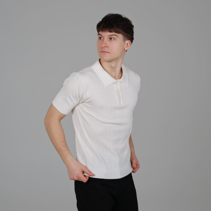 Базовое мужское поло Slavni молочное, Трикотажное поло Slavni Twist молочное