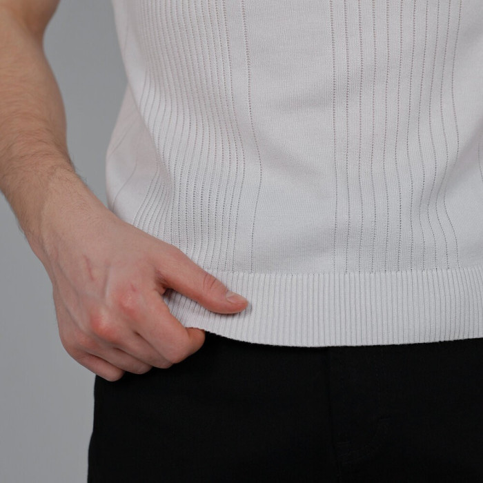 Базовое мужское поло Slavni молочное, Трикотажное поло Slavni Twist молочное