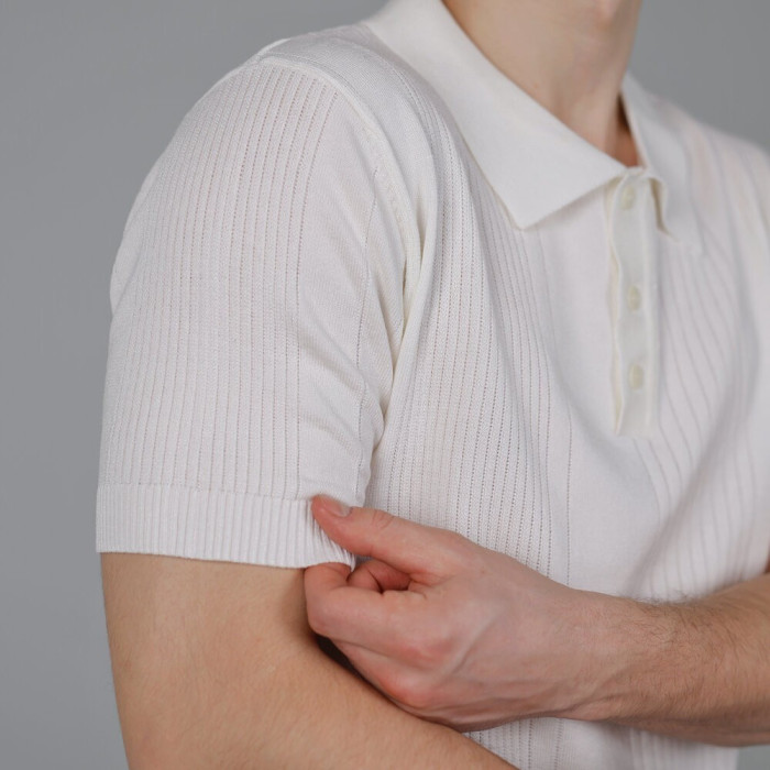 Базовое мужское поло Slavni молочное, Трикотажное поло Slavni Twist молочное