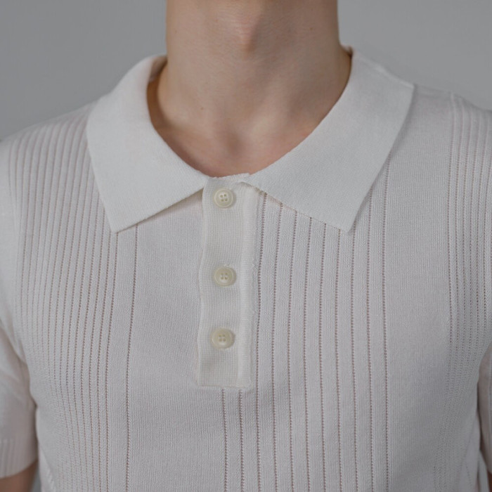 Базовое мужское поло Slavni молочное, Трикотажное поло Slavni Twist молочное