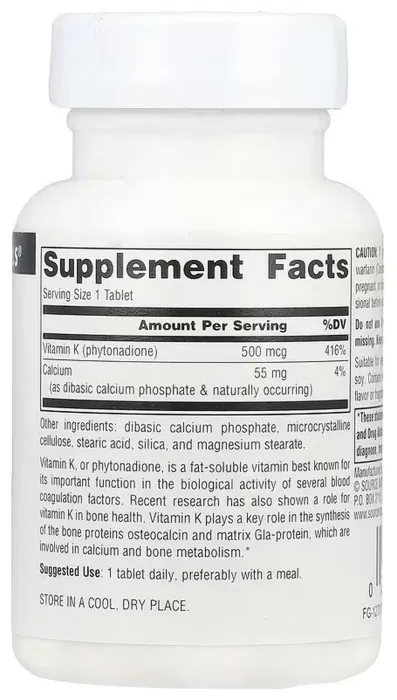 Vitamin K 500 mcg - 100 tabs