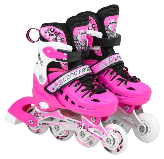 Комплект роликові ковзани + захист + леза рожевий