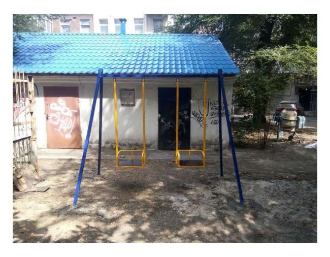 Двомісна дитяча металева гойдалка для дачі Качеля-2