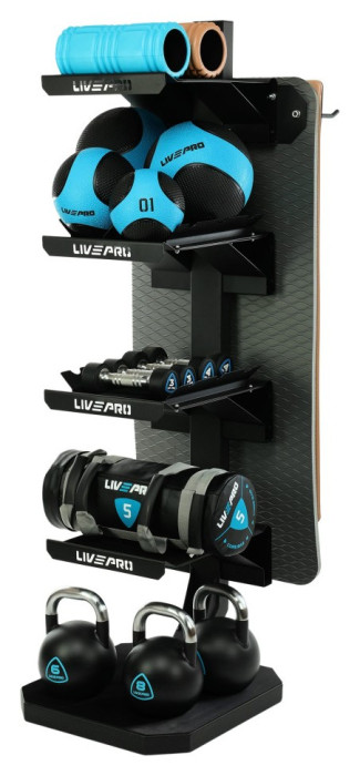 Стелаж модульний для інвентаря кросфіт STORAGE RACK LiveUp LP8875 розмір-55x60x180см чорний, укр, укр