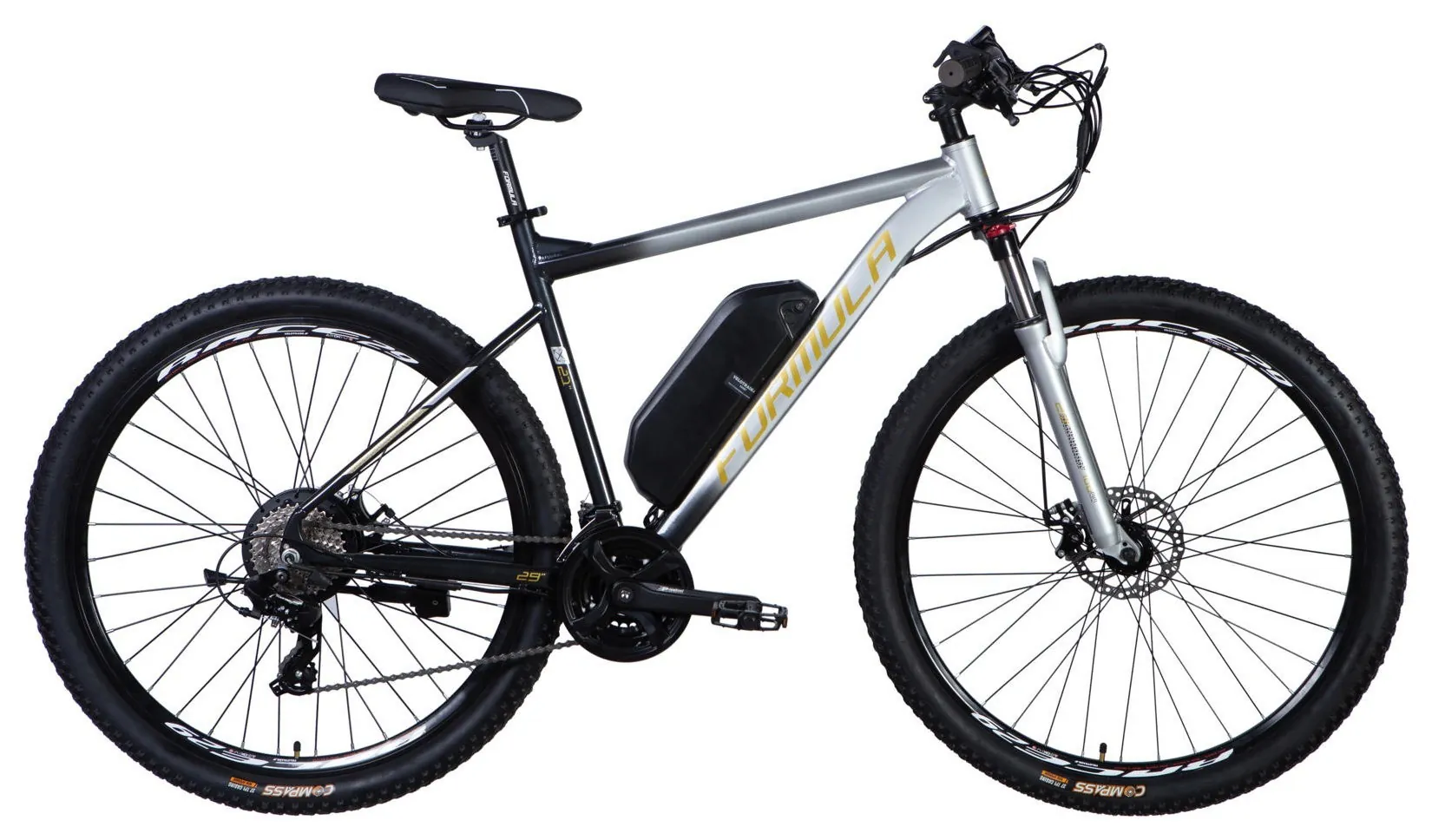 Велосипед з електроприводом 29" AL Formula eF-1 DD CS рама-21" 48B 12.5А*г 500Вт сріблясто-чорний 2026 (ELB-FR-29-254)