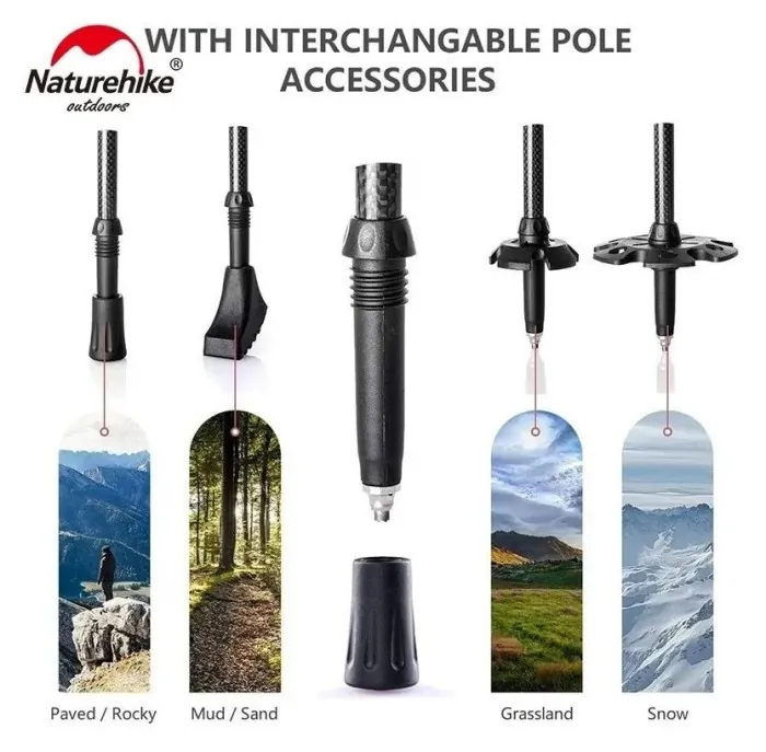 Трекінгові палиці Naturehike NH20DS003, 135 см, чорний/червоний, 2 шт