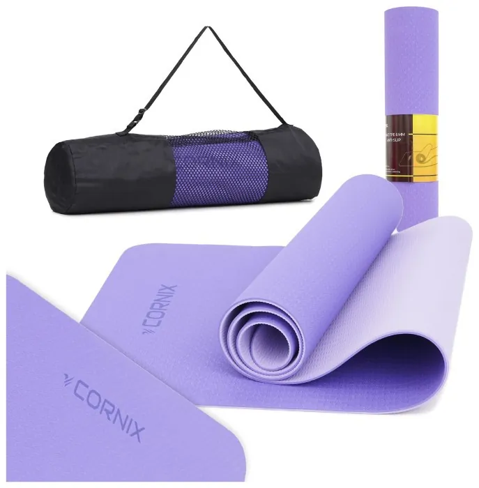 Коврики спортивные Cornix TPE 183 x 61 x 0.6 см для йоги и фитнеса XR-0004 Violet/Purple