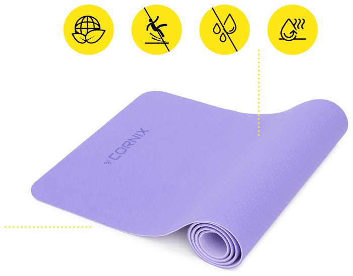 Коврики спортивные Cornix TPE 183 x 61 x 0.6 см для йоги и фитнеса XR-0004 Violet/Purple