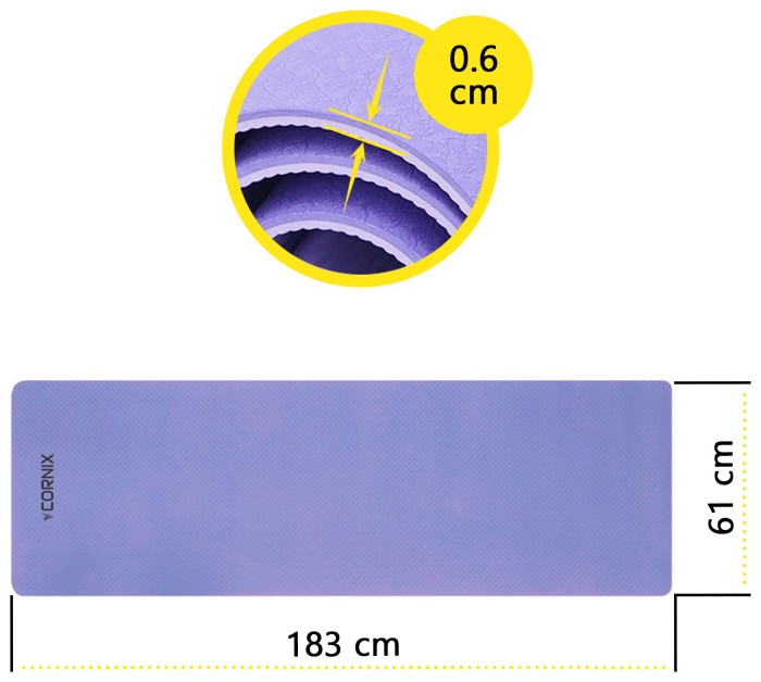 Коврики спортивные Cornix TPE 183 x 61 x 0.6 см для йоги и фитнеса XR-0004 Violet/Purple