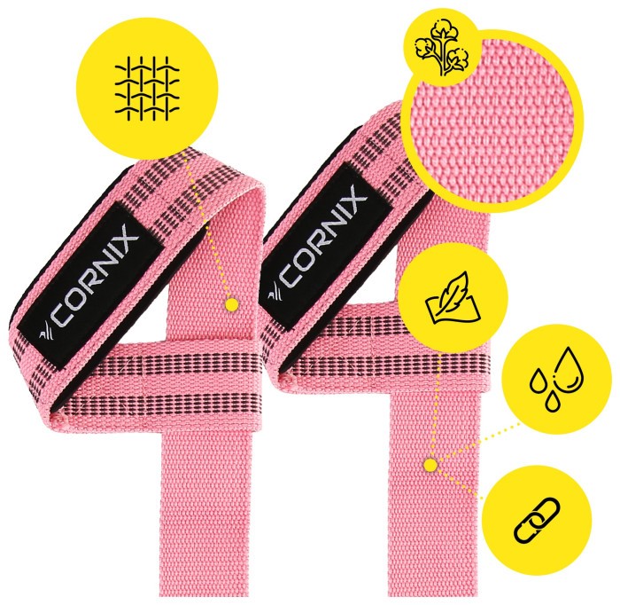 Лямки атлетичні для тяги Cornix Lifting Straps XR-0504 Pink