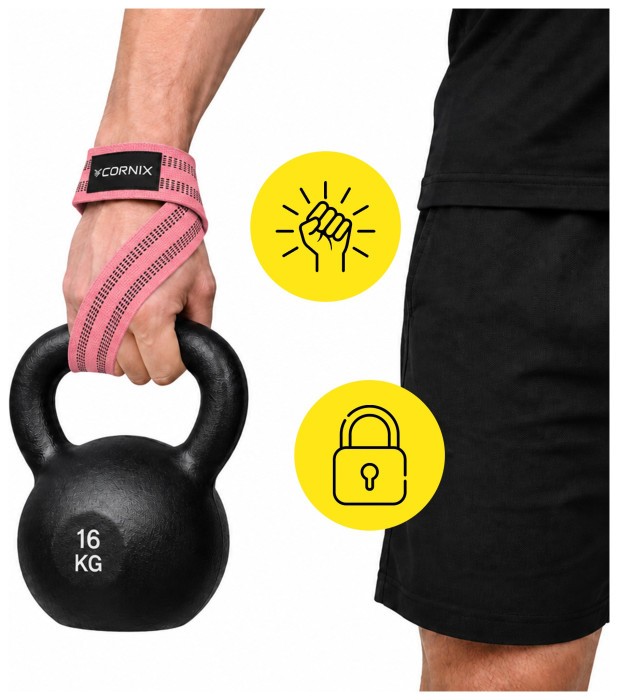Лямки атлетичні для тяги Cornix Lifting Straps XR-0504 Pink