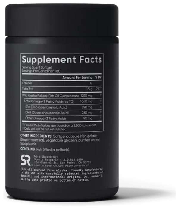 Omega-3 Fish Oil Alaska 1250mg - 180 softgels