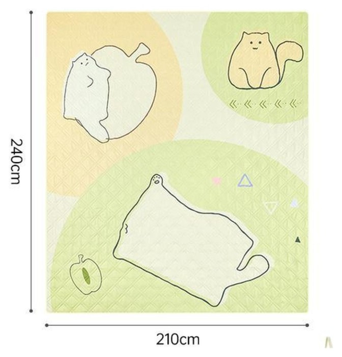 Коврик для пикника водостойкий Naturehike CNK2350WS010, 210x240 см, светло-салатовый с принтом.