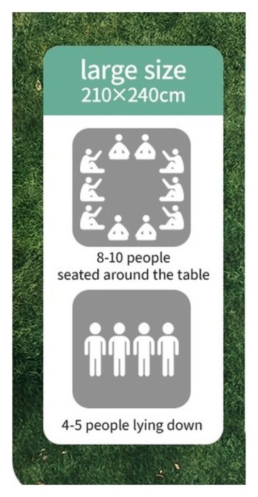 Коврик для пикника водостойкий Naturehike CNK2350WS010, 210x240 см, светло-салатовый с принтом.