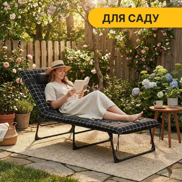 Розкладне ліжко (розкладачка) з оксамитовим матрацом і подушкою LEOBRO (LB-FB-A3-PAT)