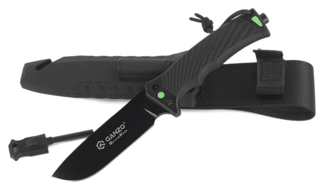 Ніж Ganzo G8012V2-BK чорний (G8012V2-BK) з паракордом, укр, укр
