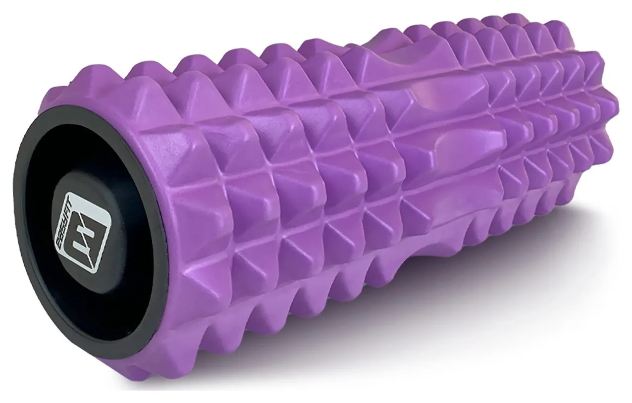 Масажний ролик EasyFit Grid Roller 33 см v.1.2 із заглушками з обох сторін (фіолетовий) (Фіолетовий)