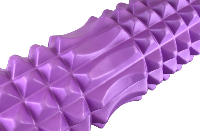 Масажний ролик EasyFit Grid Roller 33 см v.1.2 із заглушками з обох сторін (фіолетовий)