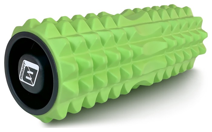 Масажний ролик EasyFit Grid Roller 33 см v.1.2 із заглушками з обох сторін (фіолетовий)