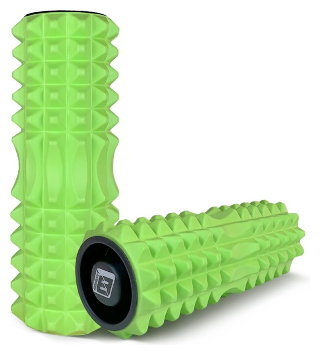 Масажний ролик EasyFit Grid Roller 33 см v.1.2 із заглушками з обох сторін (фіолетовий), укр, укр