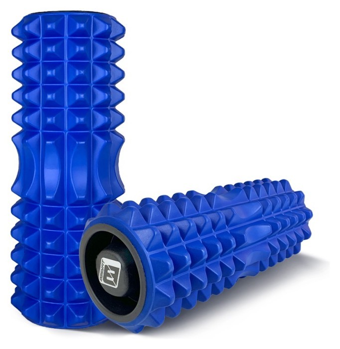 Масажний ролик EasyFit Grid Roller 33 см v.1.2 із заглушками з обох сторін (фіолетовий), укр, укр