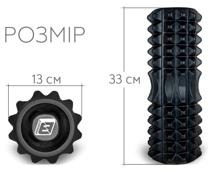 Масажний ролик EasyFit Grid Roller 33 см v.1.2 із заглушками з обох сторін (фіолетовий), укр, укр