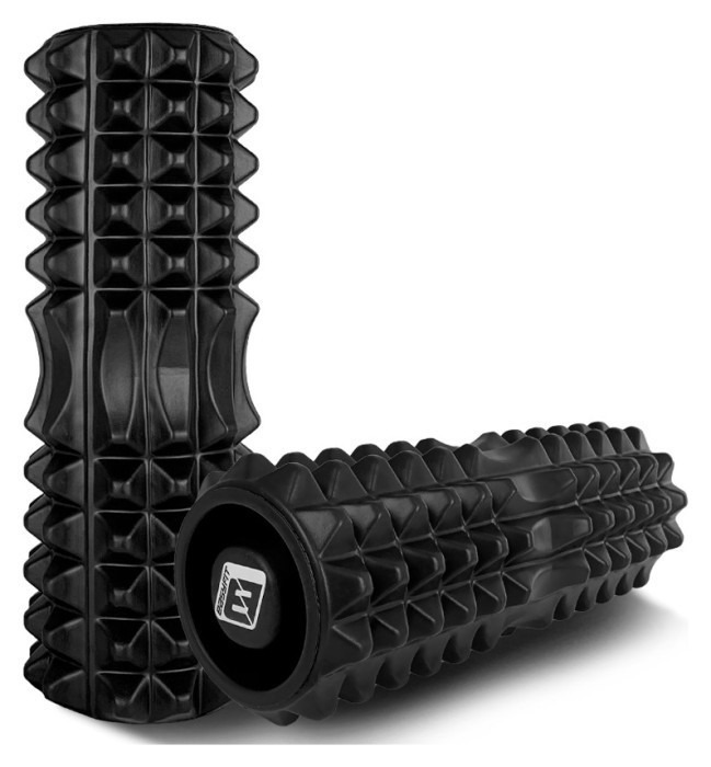 Масажний ролик EasyFit Grid Roller 33 см v.1.2 із заглушками з обох сторін (фіолетовий), укр, укр
