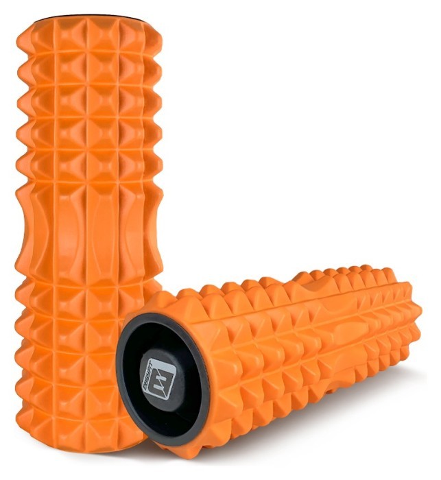 Масажний ролик EasyFit Grid Roller 33 см v.1.2 із заглушками з обох сторін (фіолетовий), укр, укр