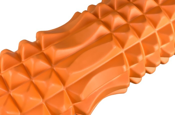 Масажний ролик EasyFit Grid Roller 33 см v.1.2 із заглушками з обох сторін (фіолетовий), укр, укр