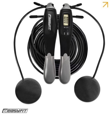Скакалка со счетчиком EasyFit TwinRope скоростная 2,8м черная-серая