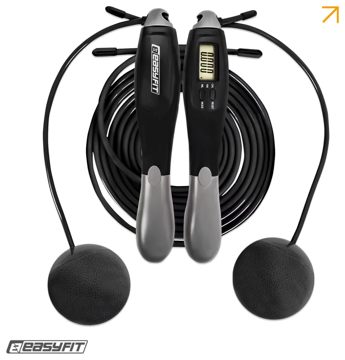 Скакалка з лічильником EasyFit TwinRope швидкісна 2,8 м чорна-сіра (EFIT_EF-1909-GY)