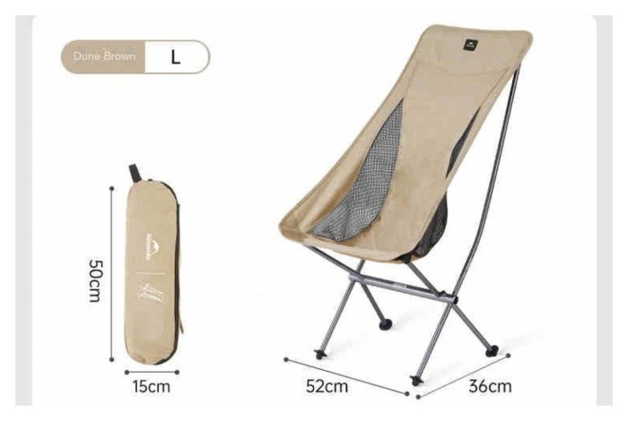 Кресло складное Naturehike Stellaluna L04 CNK2450JJ015, размер L, алюминий, черное