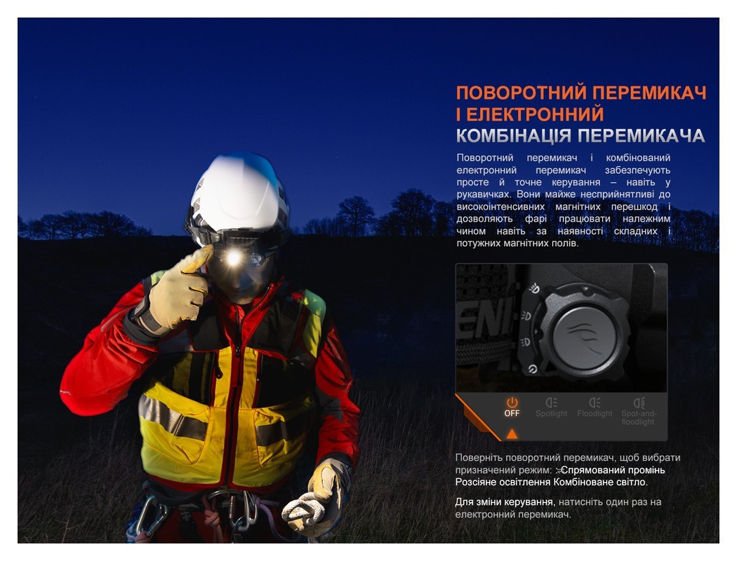 Ліхтар налобний Fenix HP35R SAR з вогнетривкою пов'язкою, укр, укр