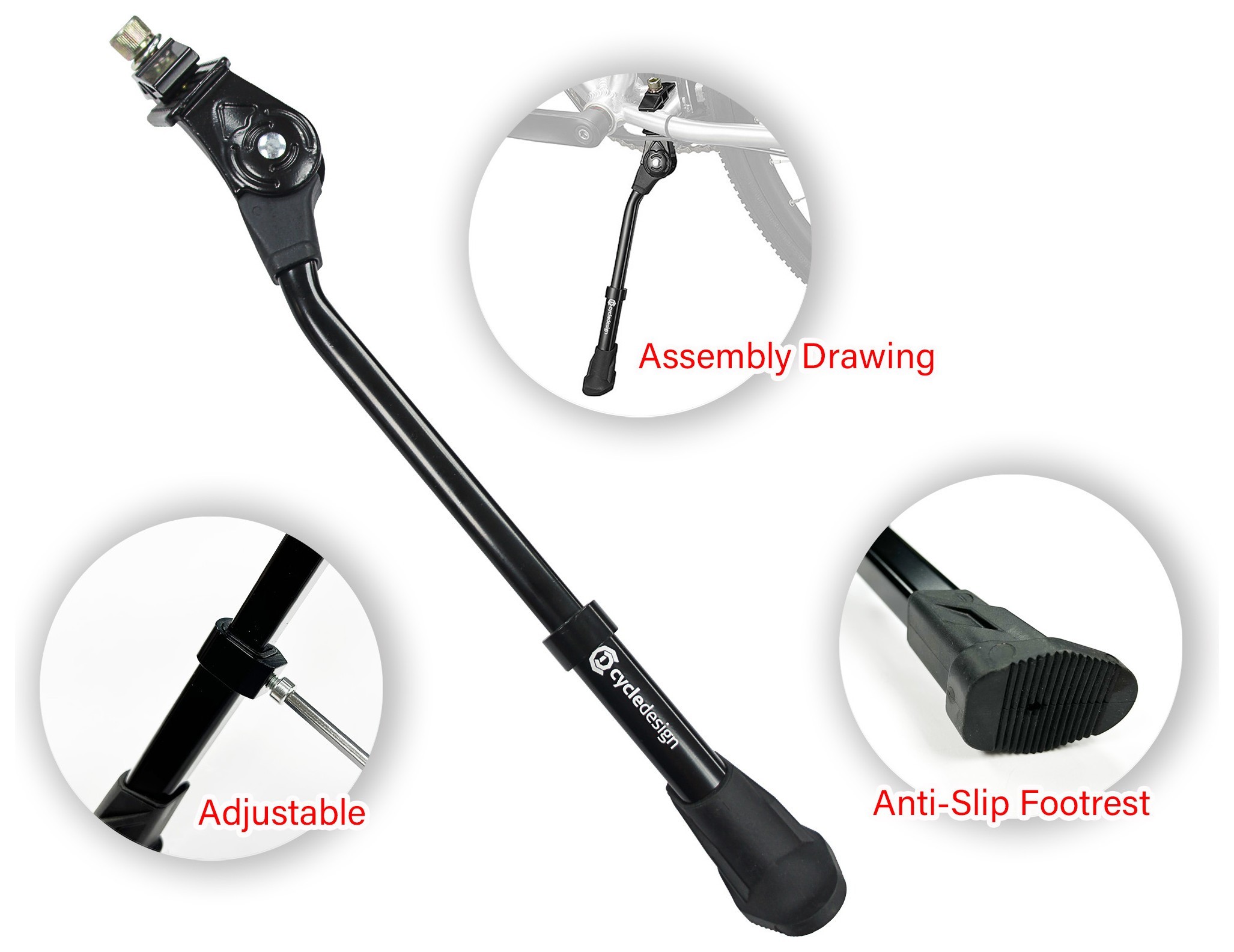 Подножка для велосипеда Cycledesign CENTRAL KICKER 20-29″ Black (KS0011)
