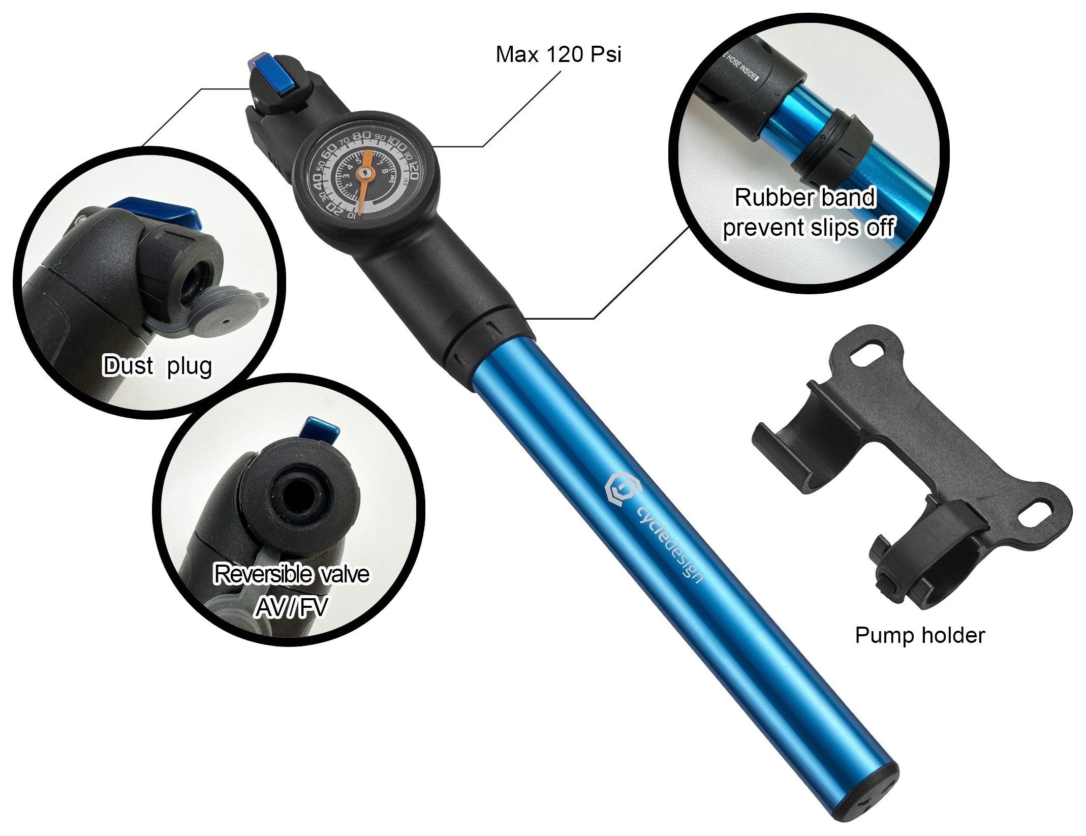 Насос для велосипедов Cycledesign GAUSED Blue/black (PP0045)