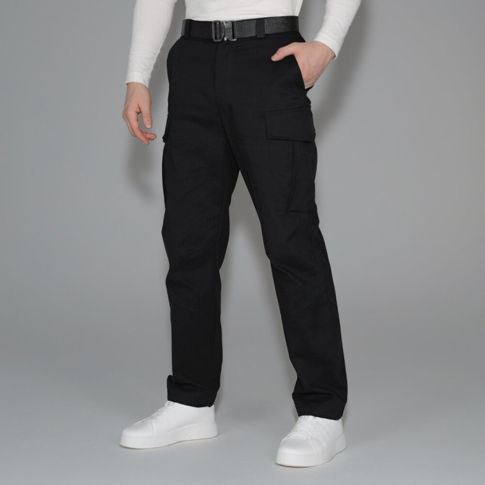 Брюки карго Slavni с накладными карманами черные, Брюки-карго весенние Slavni Brut черные.